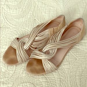 Loeffler Randall Gold Leather Strappy Sandals 7.5